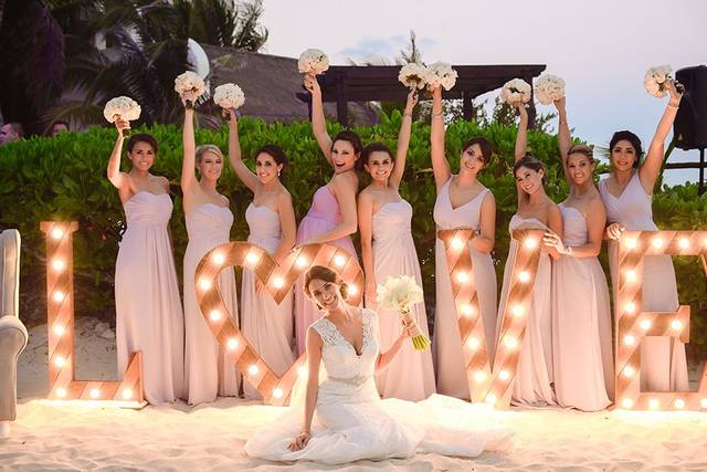 Bridemaids and bride