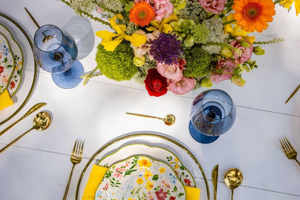Centros de mesa de colores