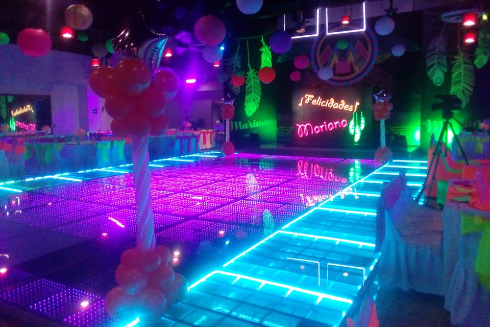 Pista para fiesta neon