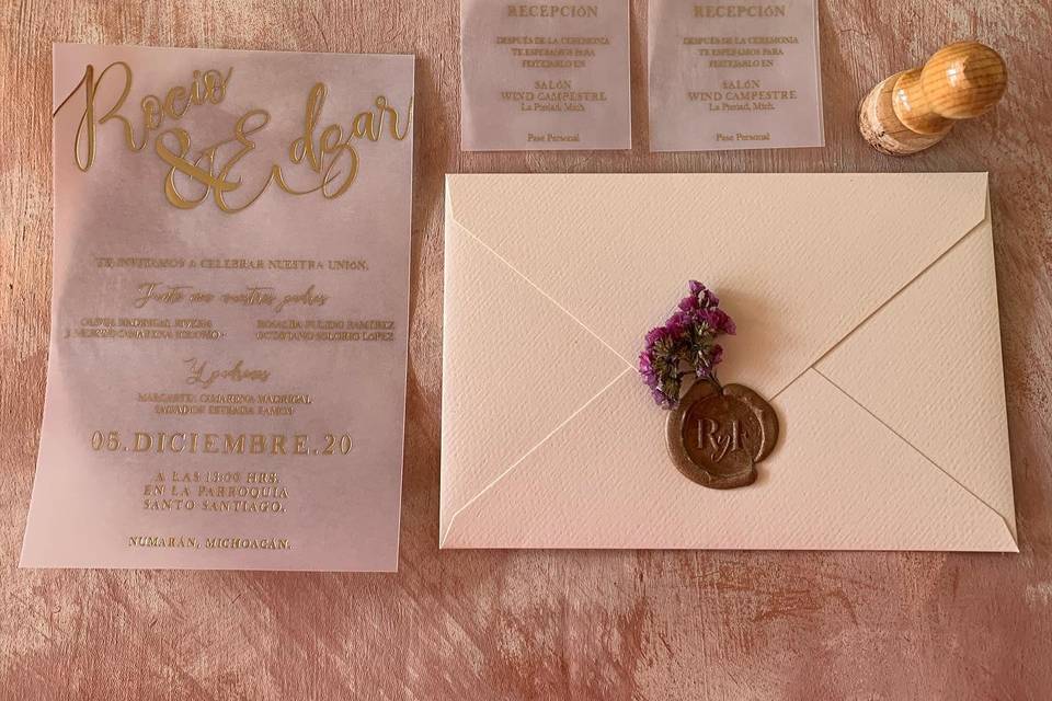 Invitación impresa en foil