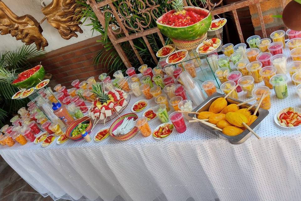 Mesa de frutas de temporada