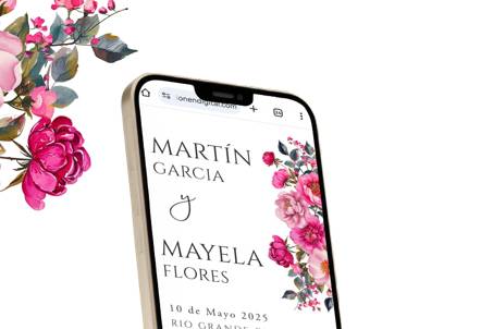 Invitación para boda en flores