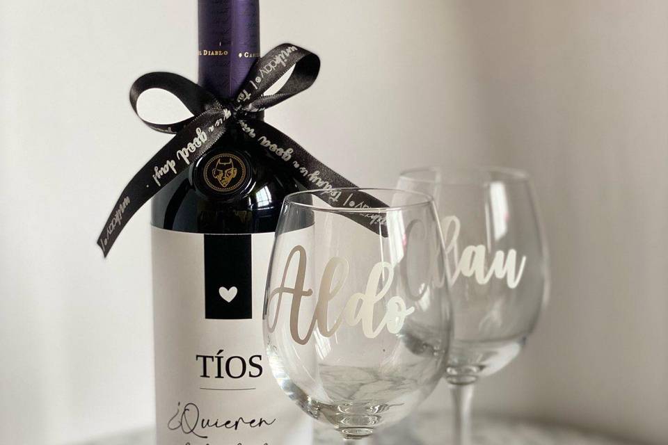 Copas y vino personalizado