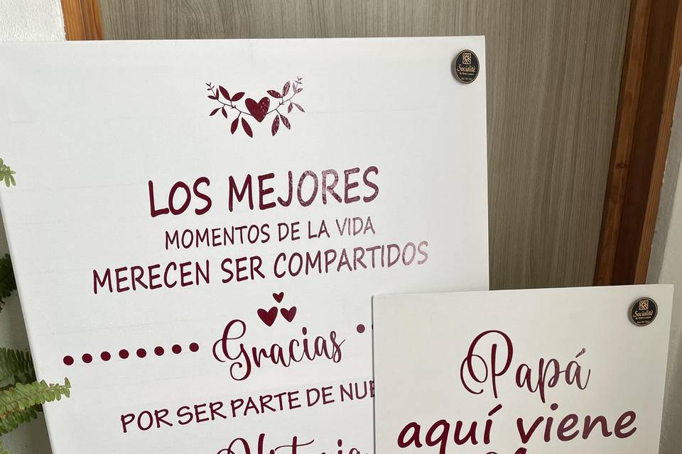 Rótulo bienvenida recepción