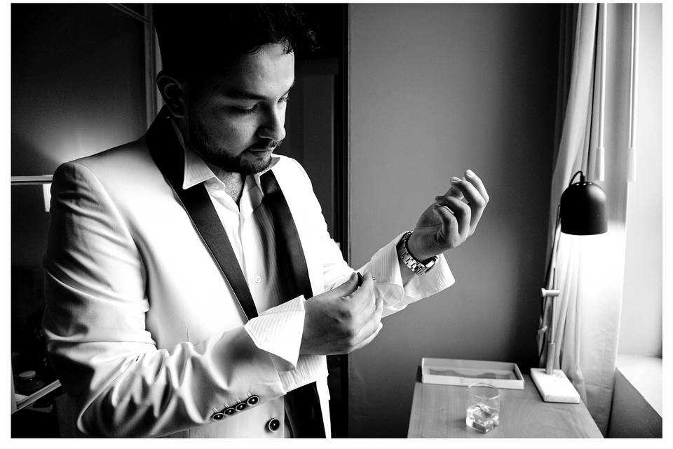 Groom getting ready