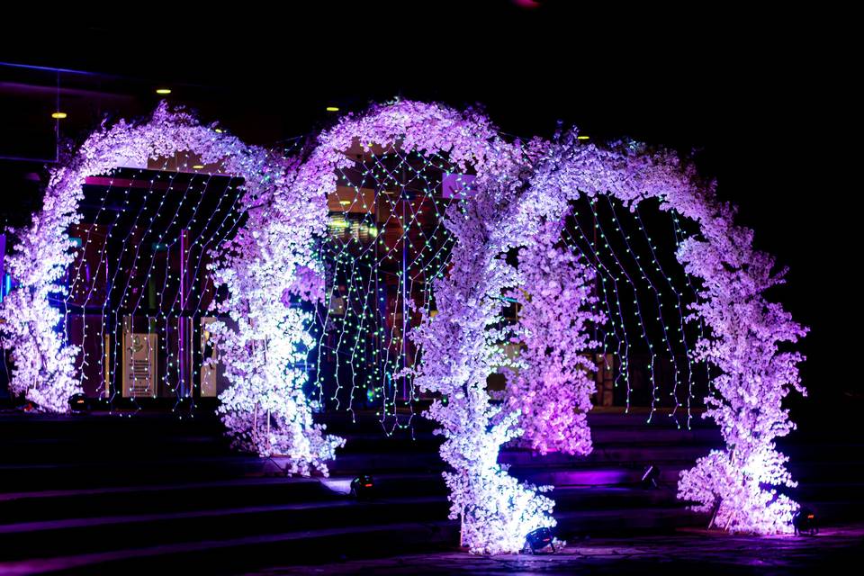 Decoración con flores lobby