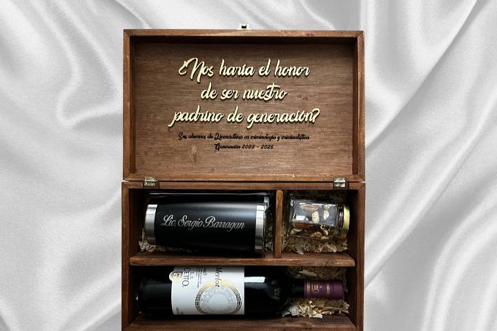 Kit con termo y vino padrinos