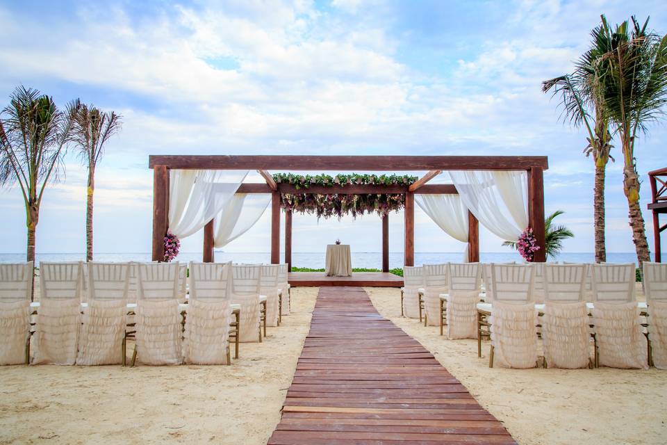 Beach wedding ceremony