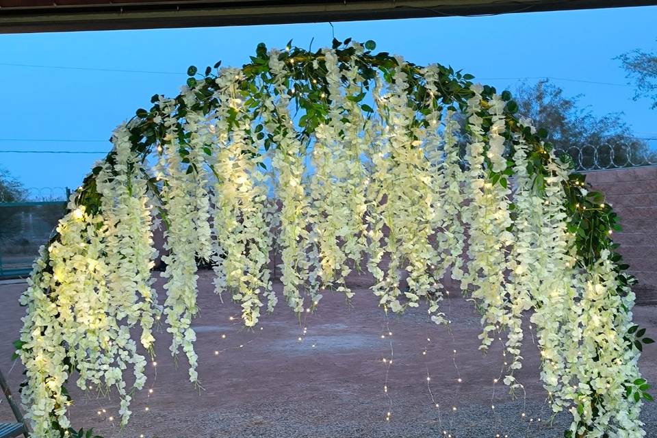 Arco wisterias blancas