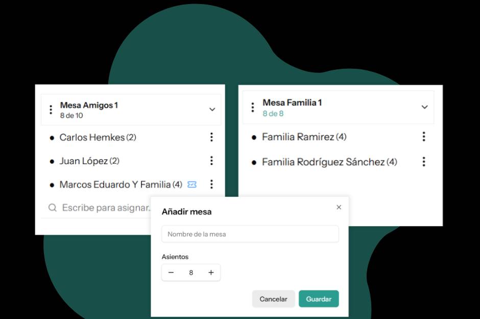 Administra mesas de invitación