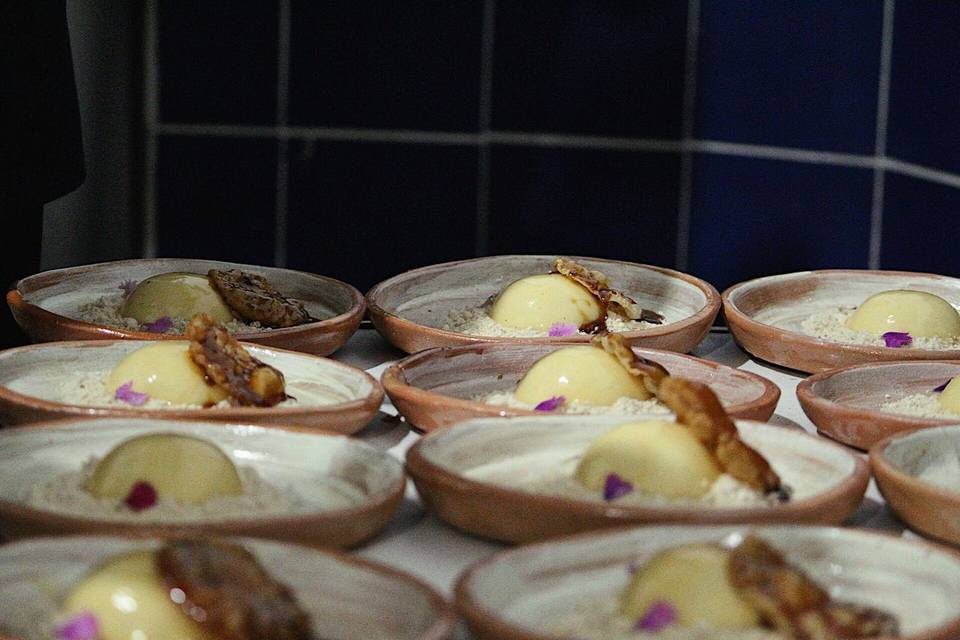 Mousse de maíz con buñuelo