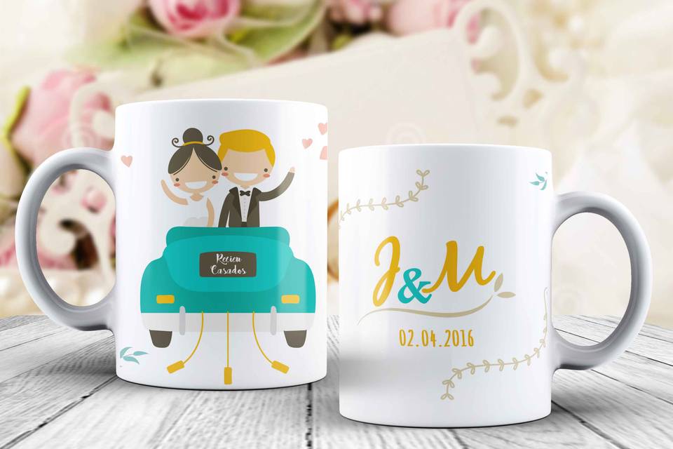 Diseño de taza de bodas