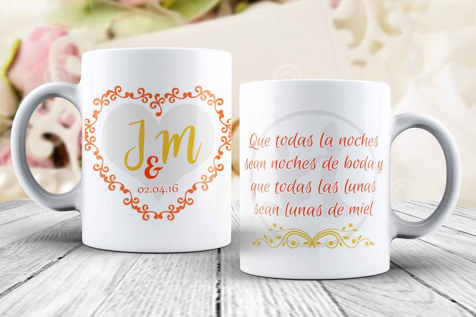 Diseño de taza de bodas