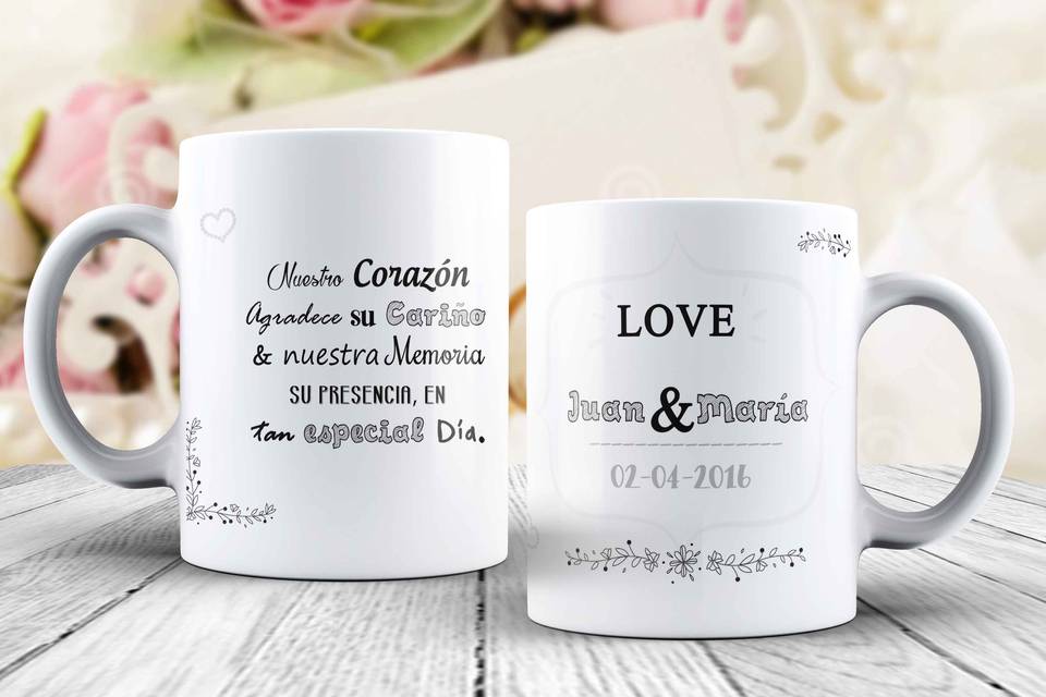 Diseño de taza de bodas