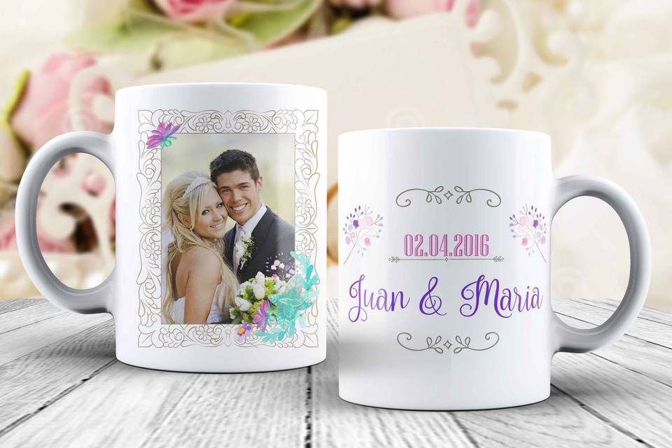 Diseño de taza de bodas