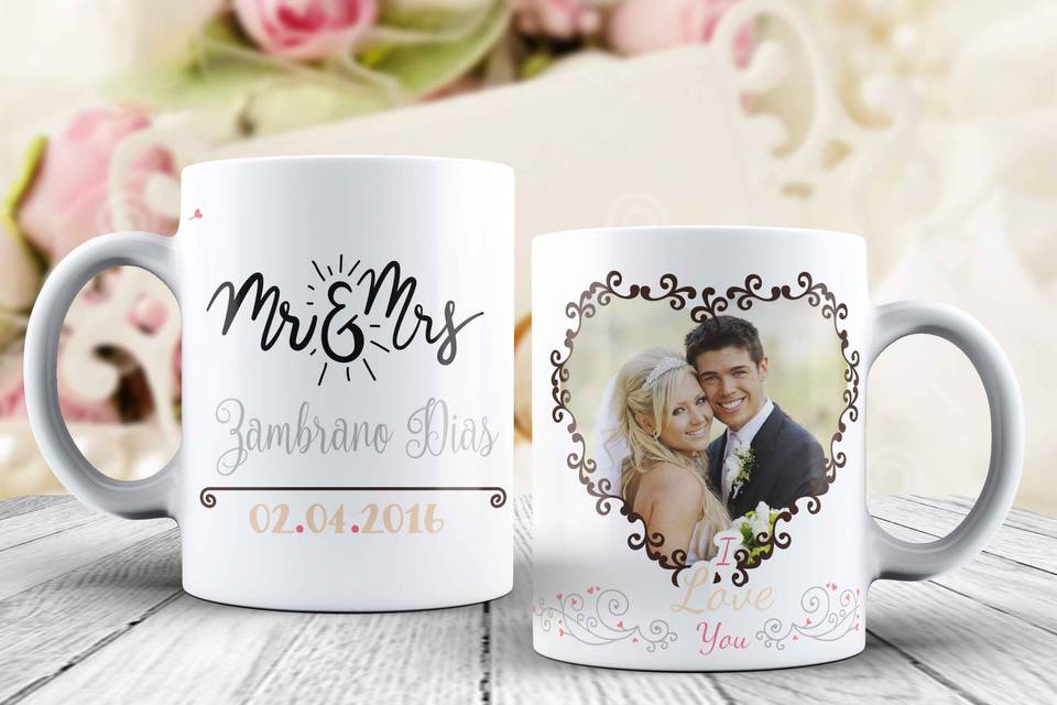 Diseño de taza de bodas