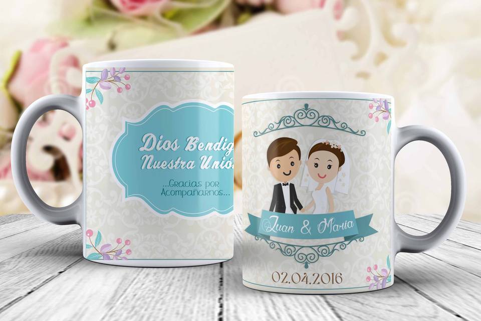 Diseño de taza de bodas