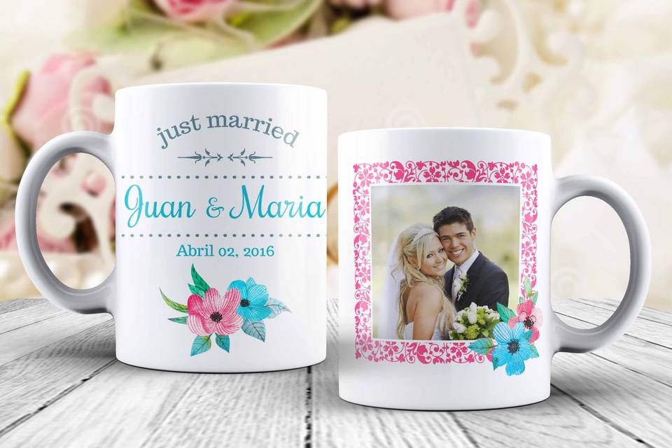 Diseño de taza de bodas