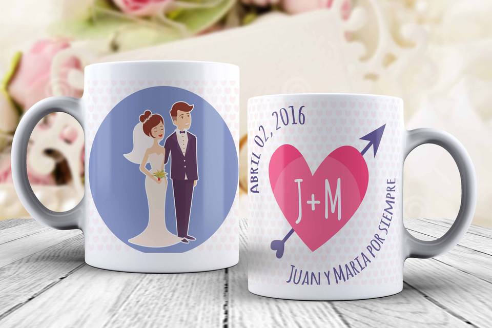 Diseño de taza de bodas