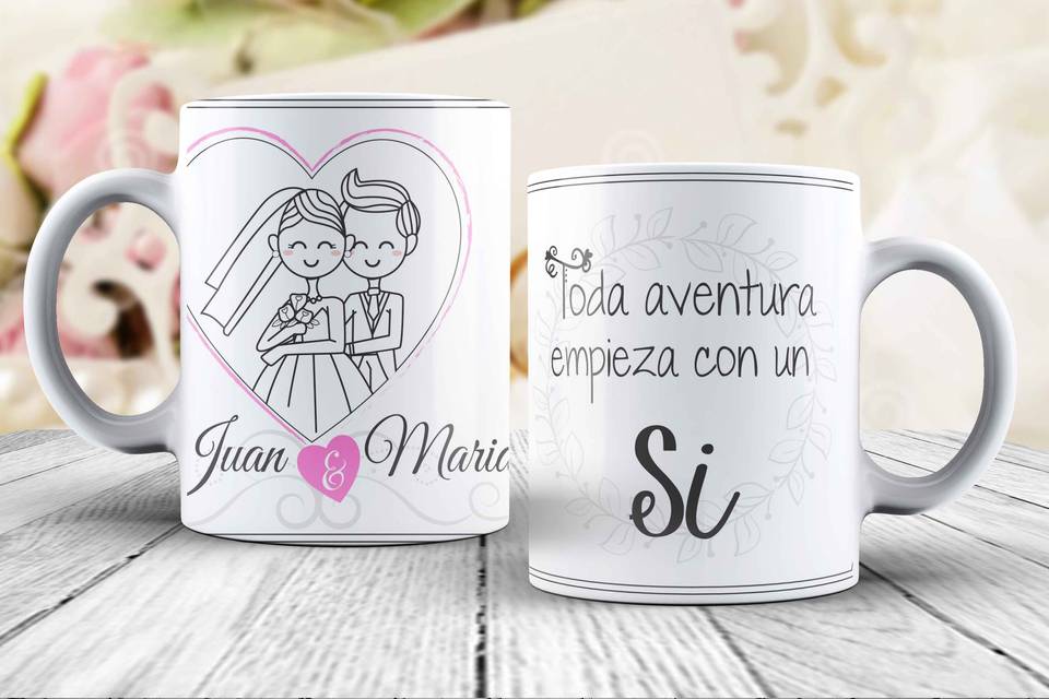 Diseño de taza de bodas