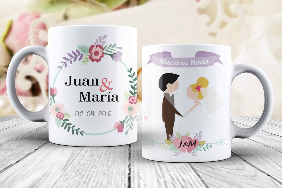 Diseño de taza de bodas