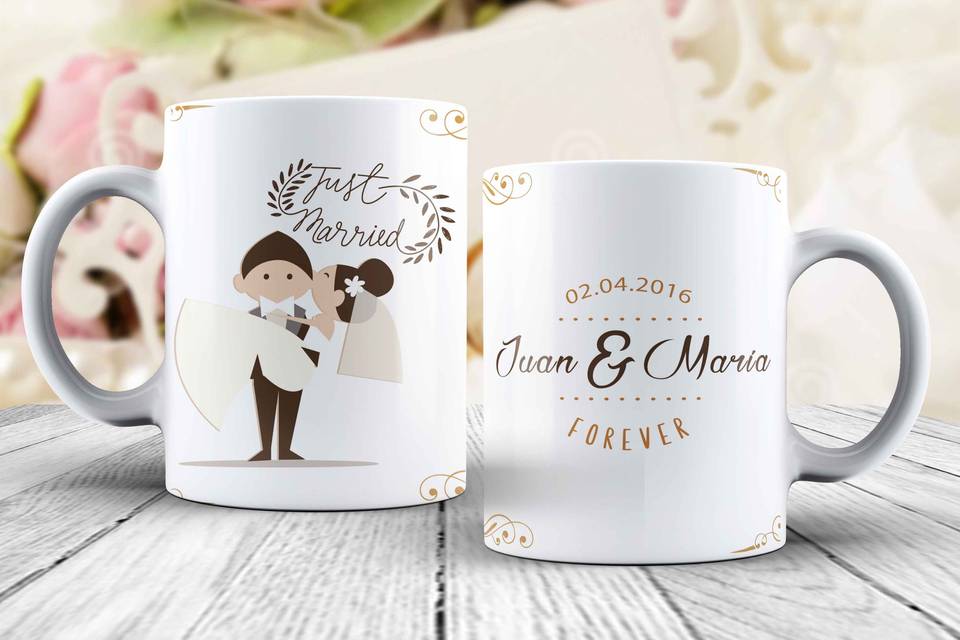 Diseño de taza de bodas