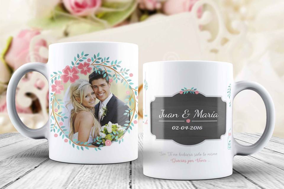 Diseño de taza de bodas