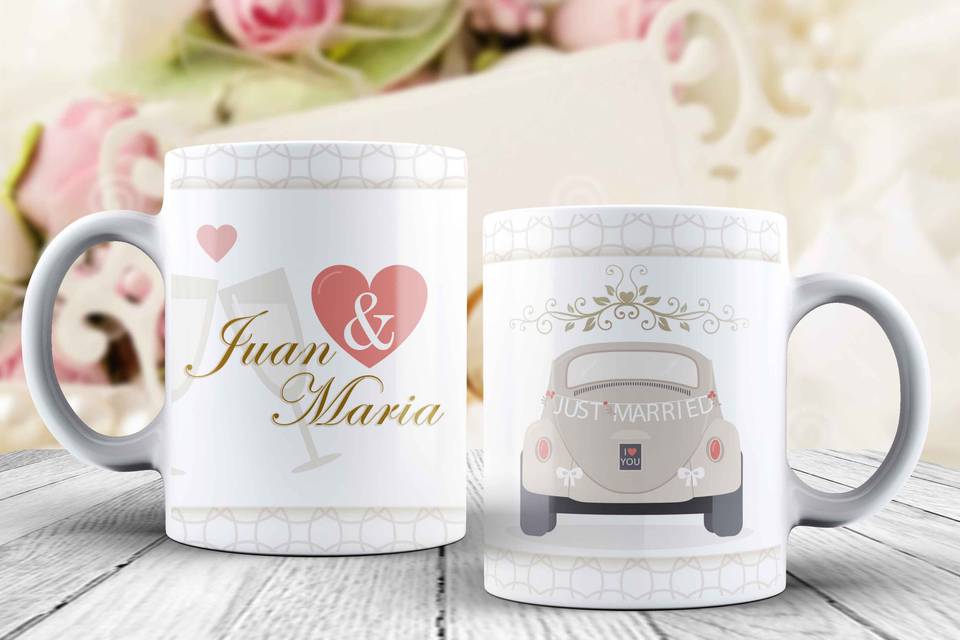 Diseño de taza de bodas