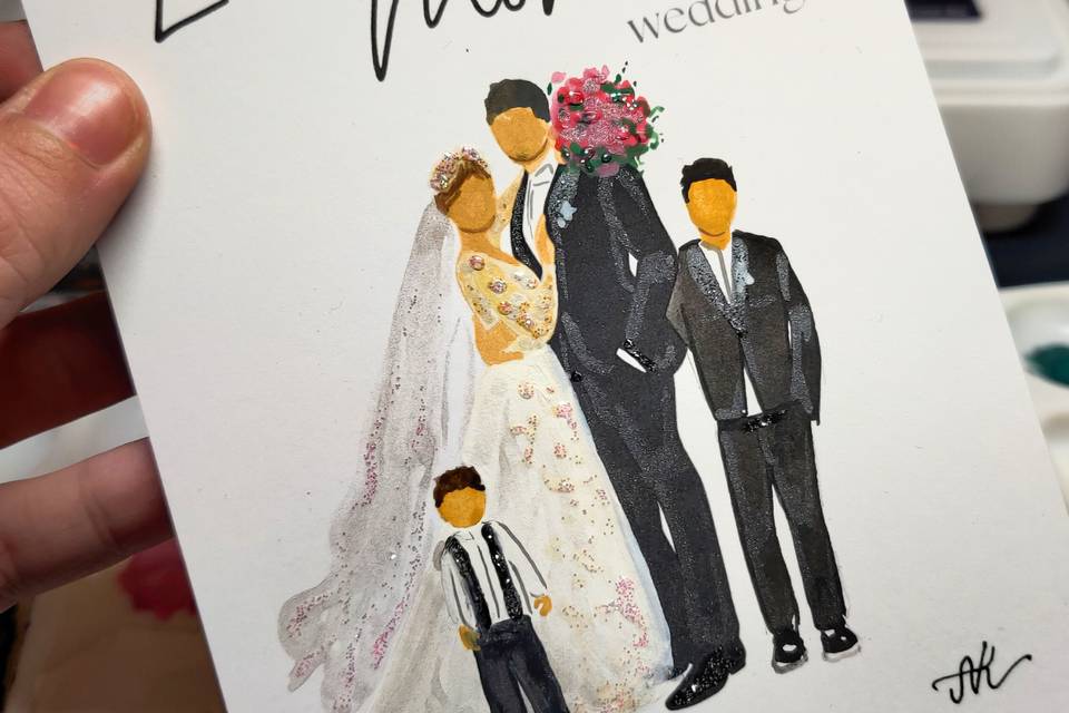 Retratos de invitados con los novios