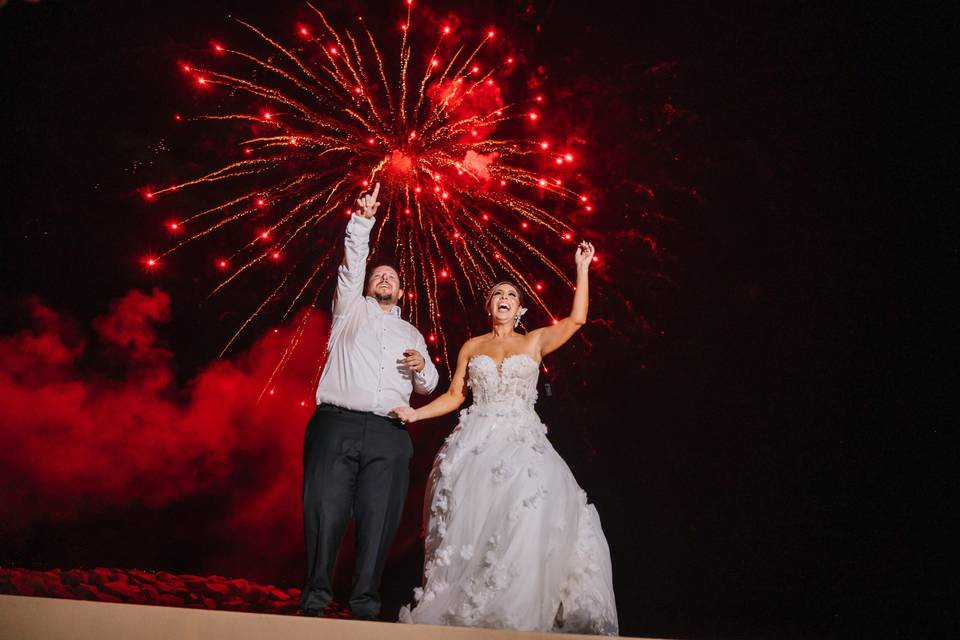 Pirotecnia en boda