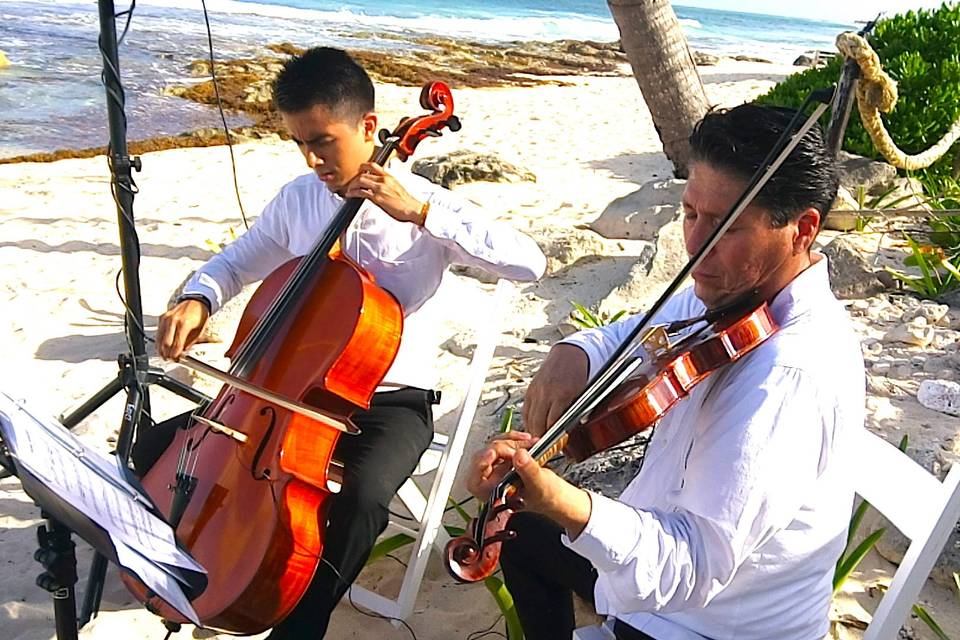 Violinista y cello ceremonia
