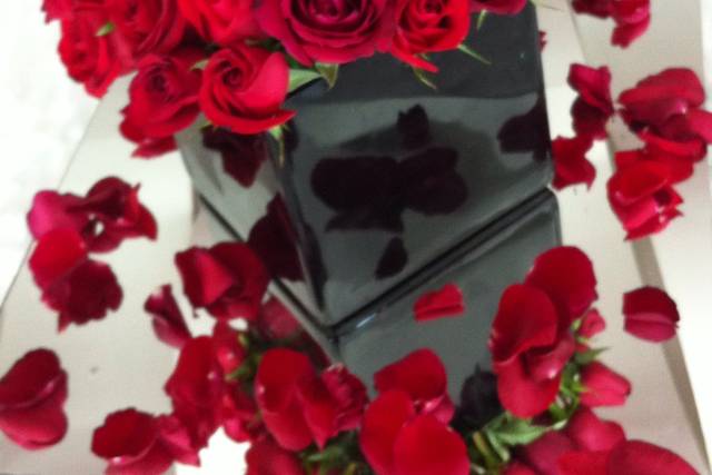 Centros de mesa sobre espejo