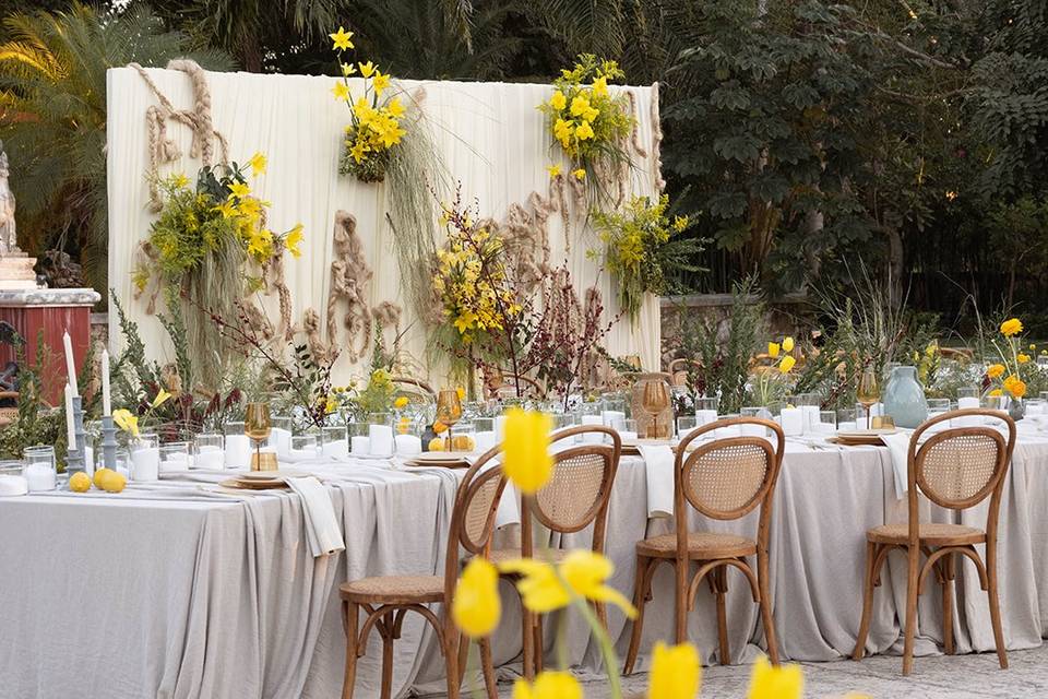 Flores amarillas y henequen