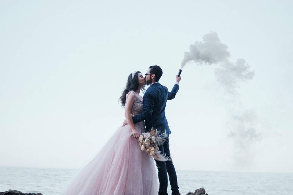 Humo de color para boda