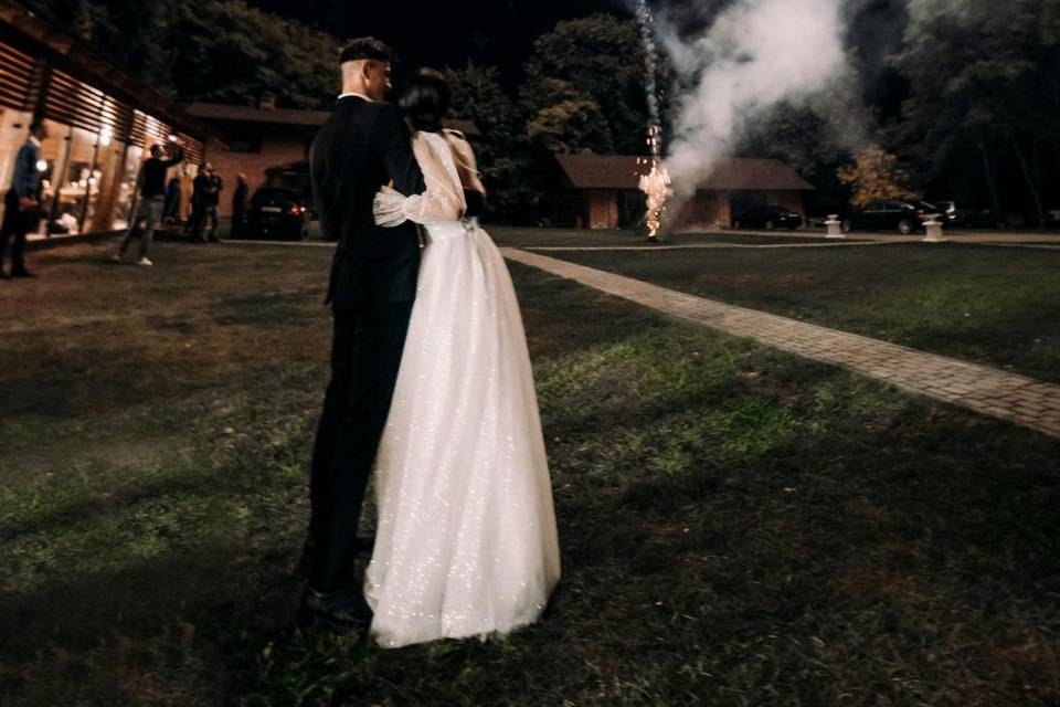 Pirotecnia aérea para boda