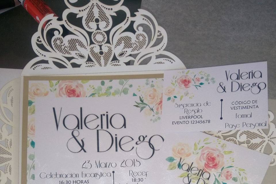 Invitación boda corte láser