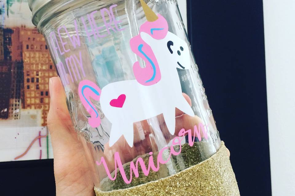 Mason jar Unicornio