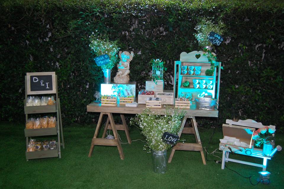 Mesa de dulces vintage