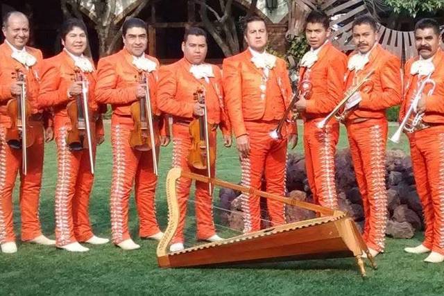 Mariachi con traje naranja