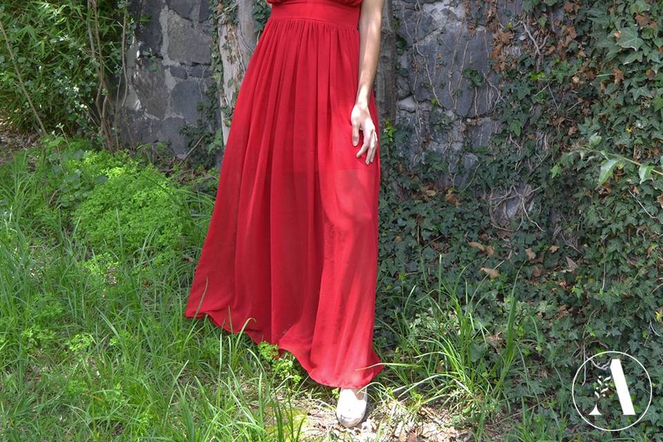 Vestido rojo estilo griego