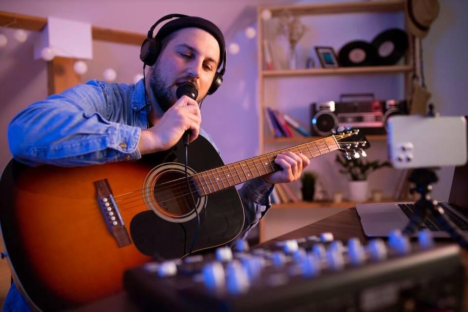 Guitarrista en estudio