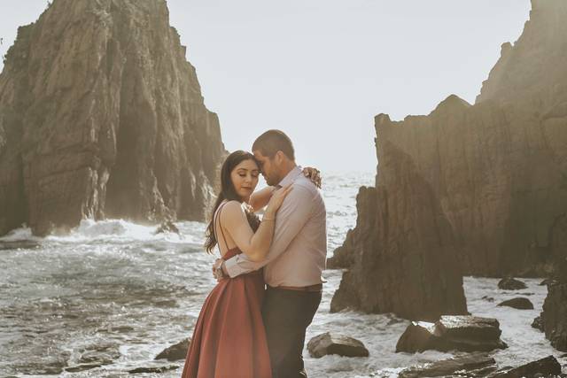 Novios en playa