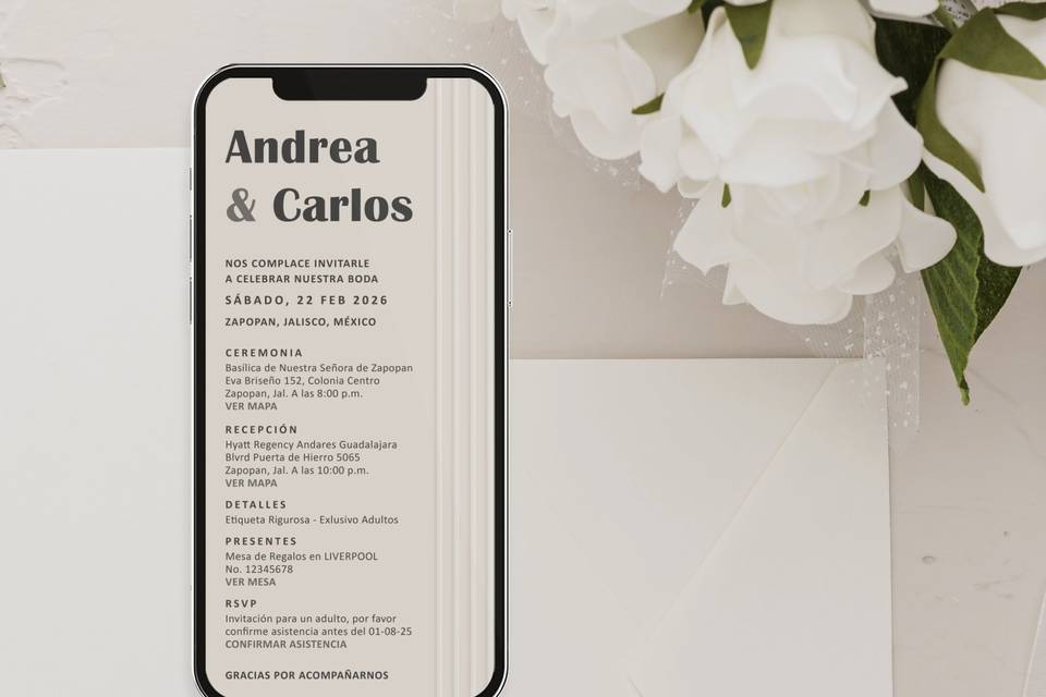 Invitación digital boho chic