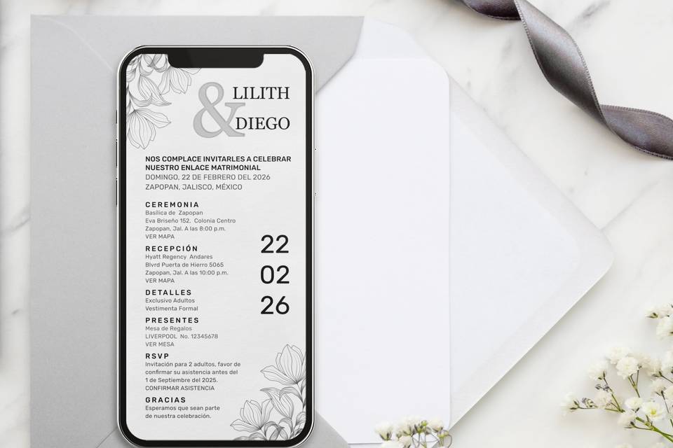 Invitación digital lirio