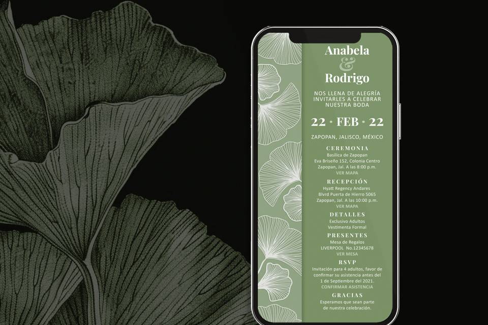Invitación digital gingko alba
