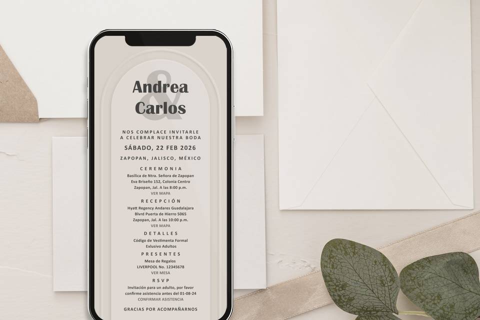 Invitación digital boho chic