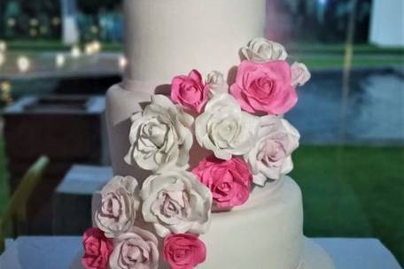 Rosas en rosa y blanco