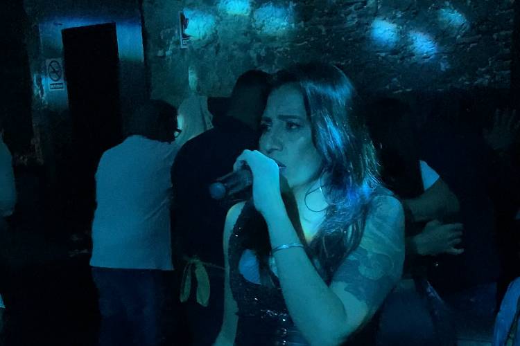 Cantante en el escenario