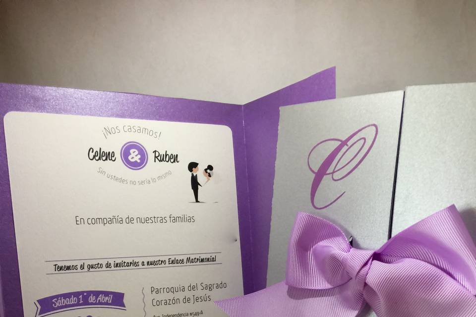 Set de Invitacion plata & lila