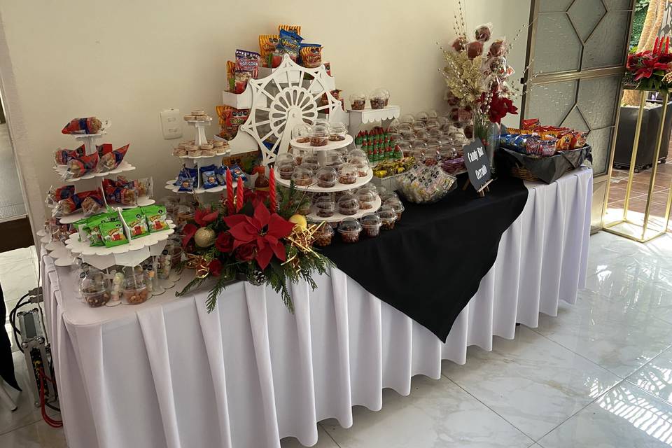 Mesa de dulces y accesorios